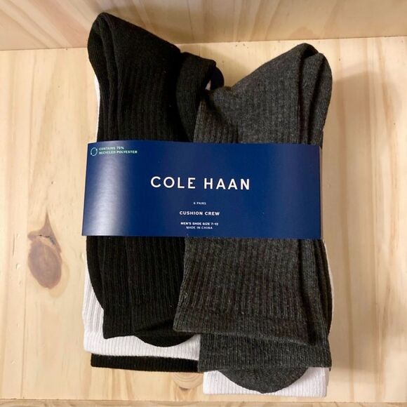 Men’s Cole Haan Cushion Crew Socks - Pack of 6 - Picture 1 of 4